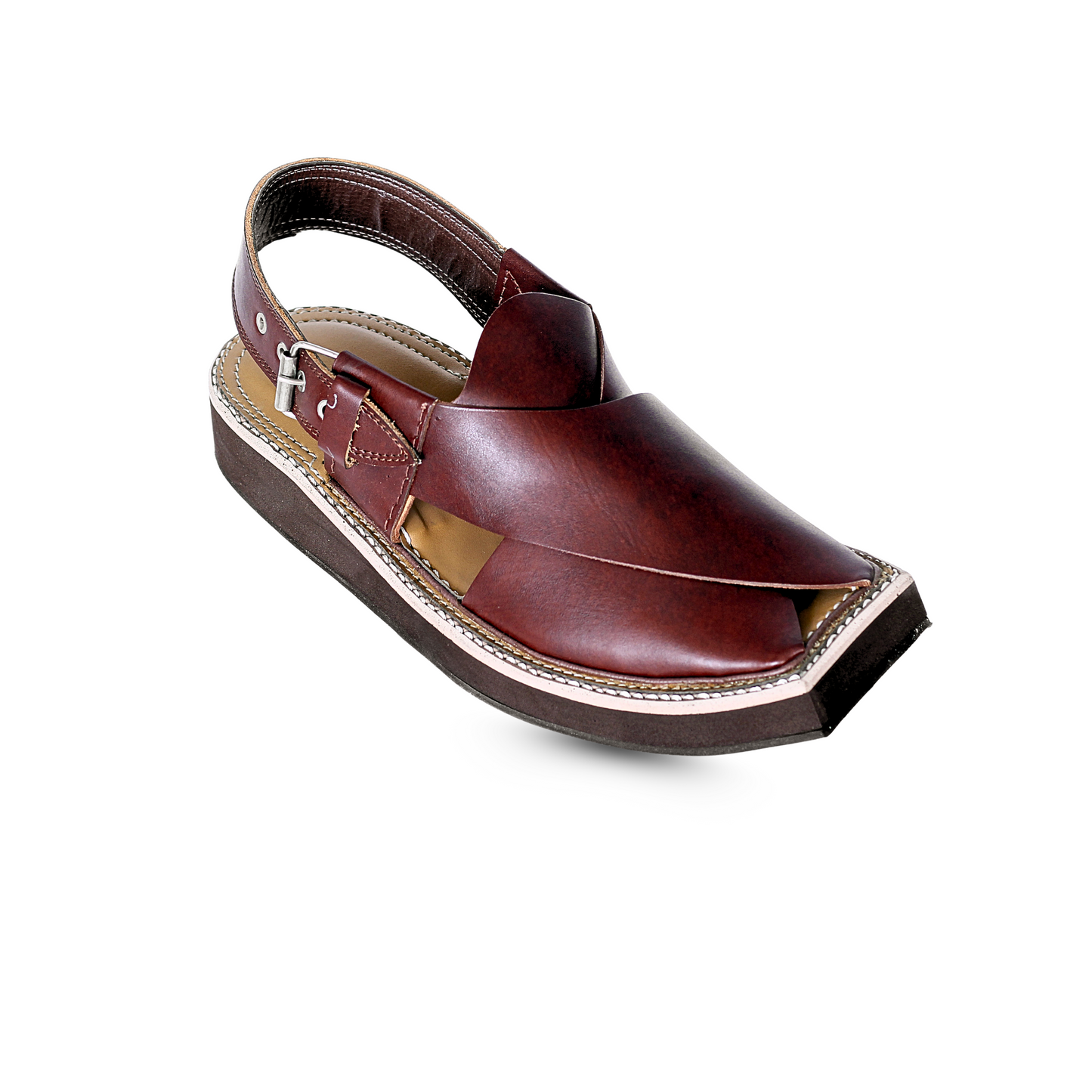 Premium Leather Kaptan Chappal - Brown Shade