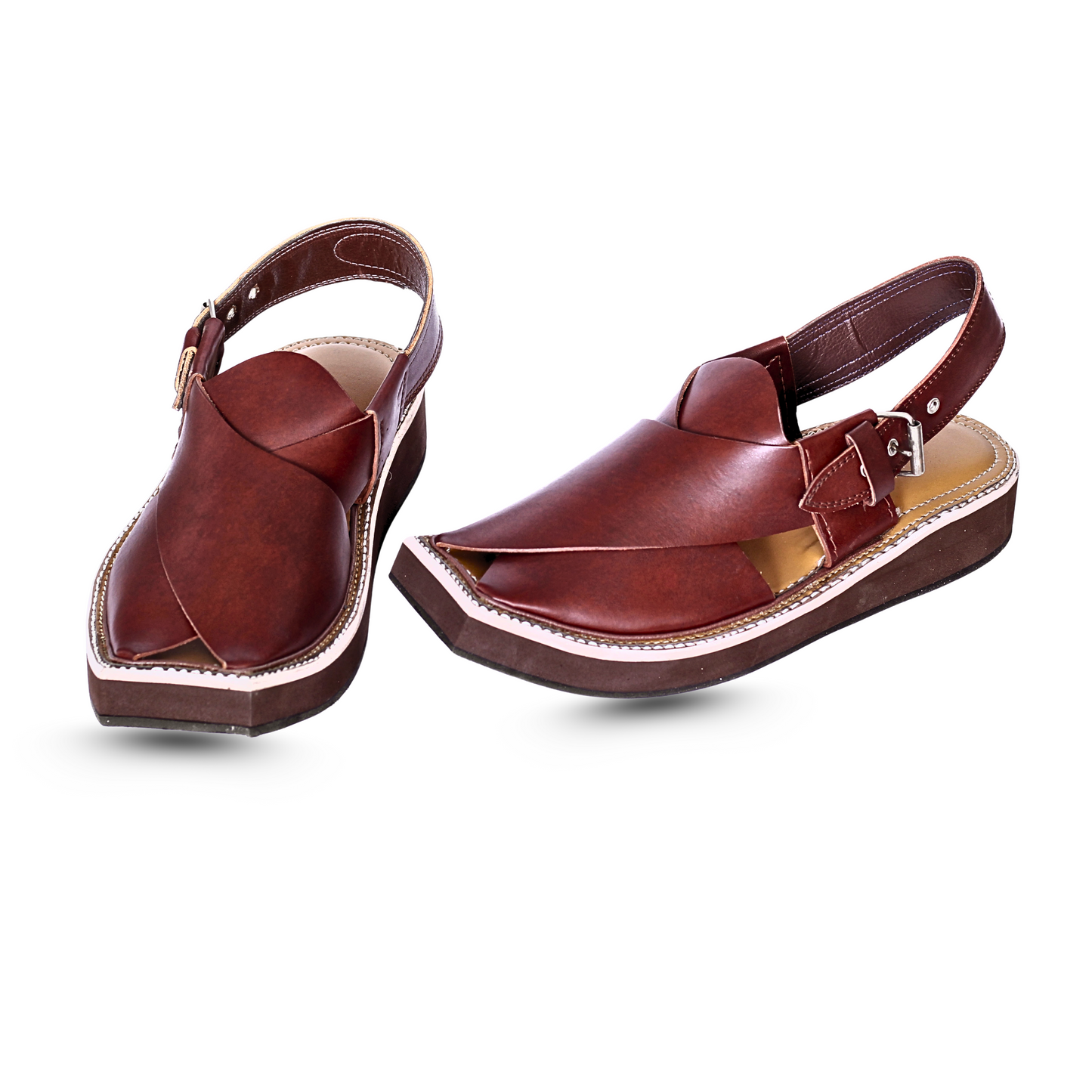 Premium Leather Kaptan Chappal - Brown Shade