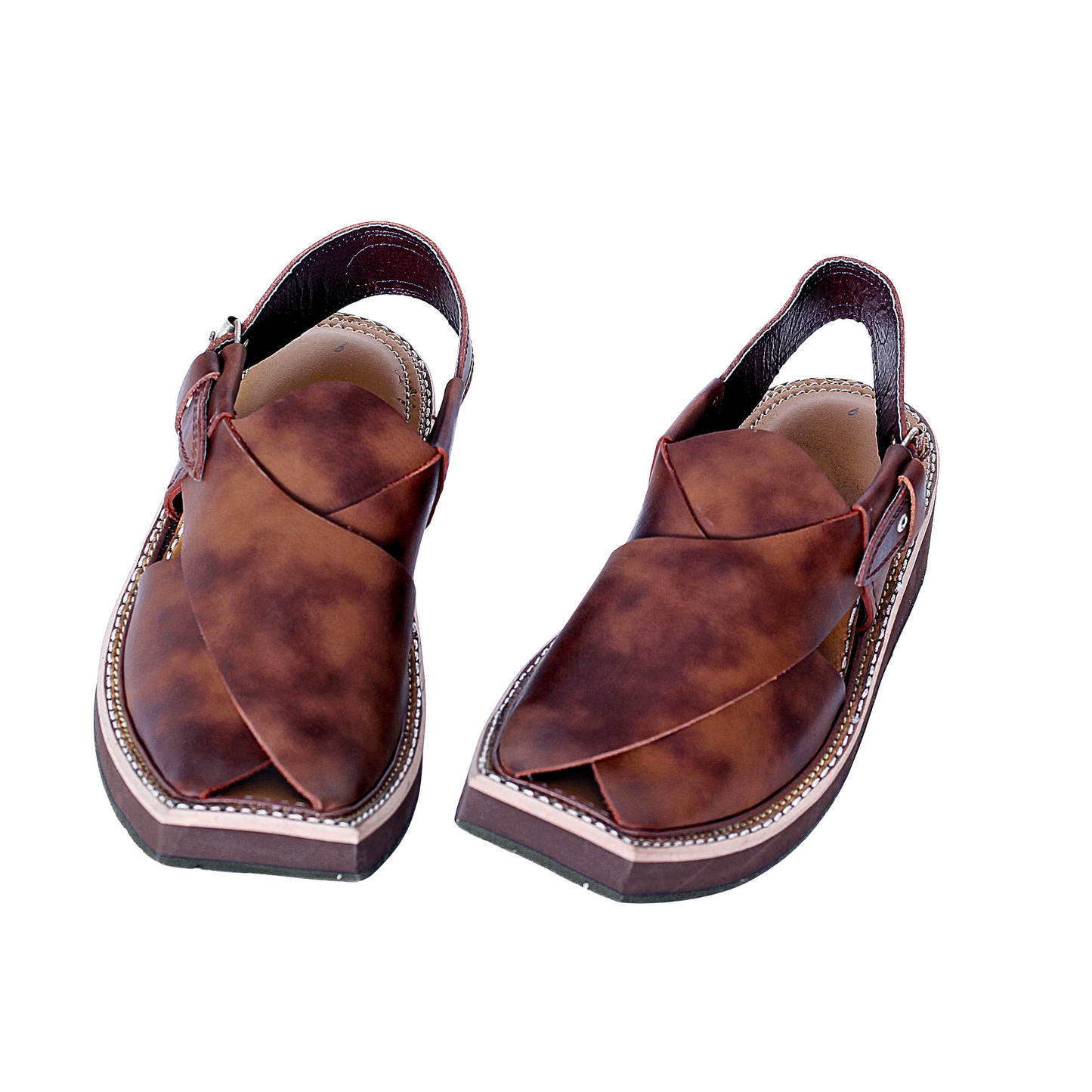 Premium Leather Kaptan Chappal - Double Brown