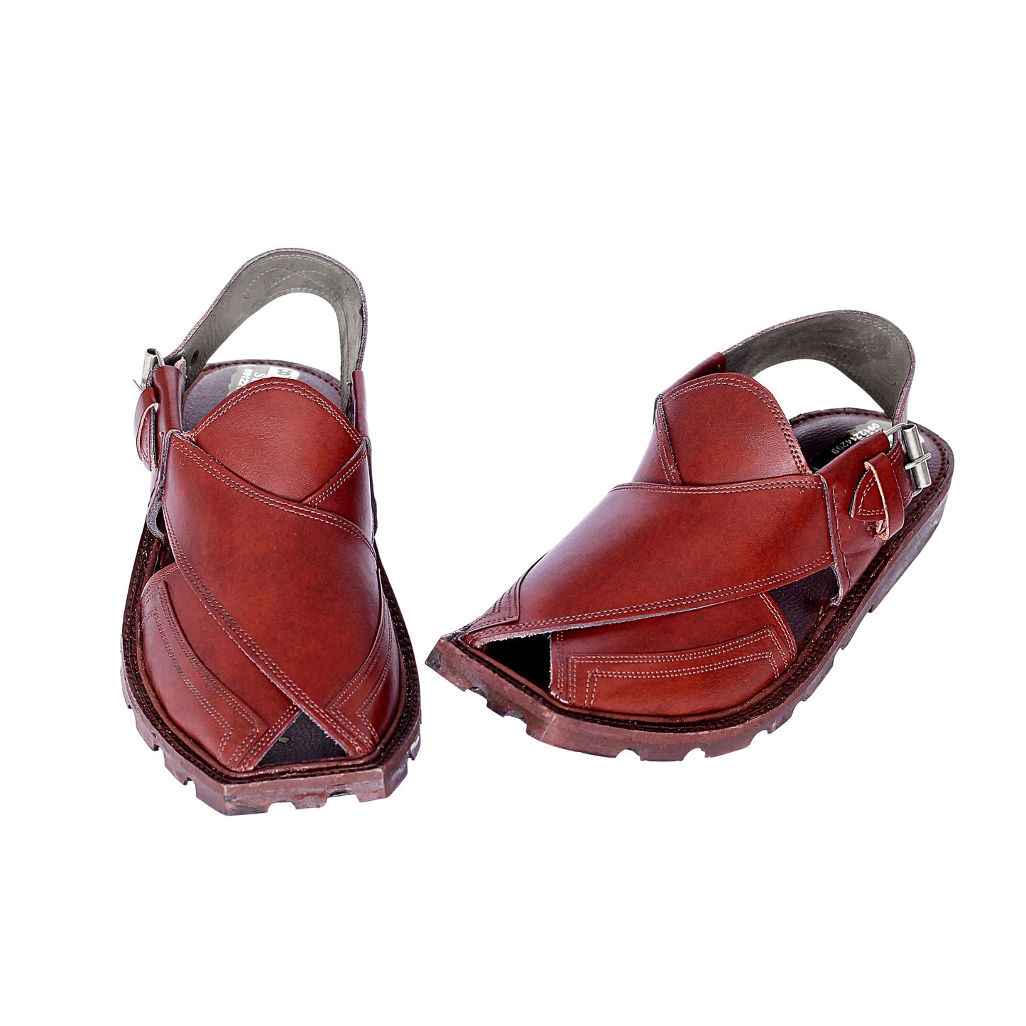 Premium Leather Peshawari Chappal - Jeep Sole - Dark Brown Shade