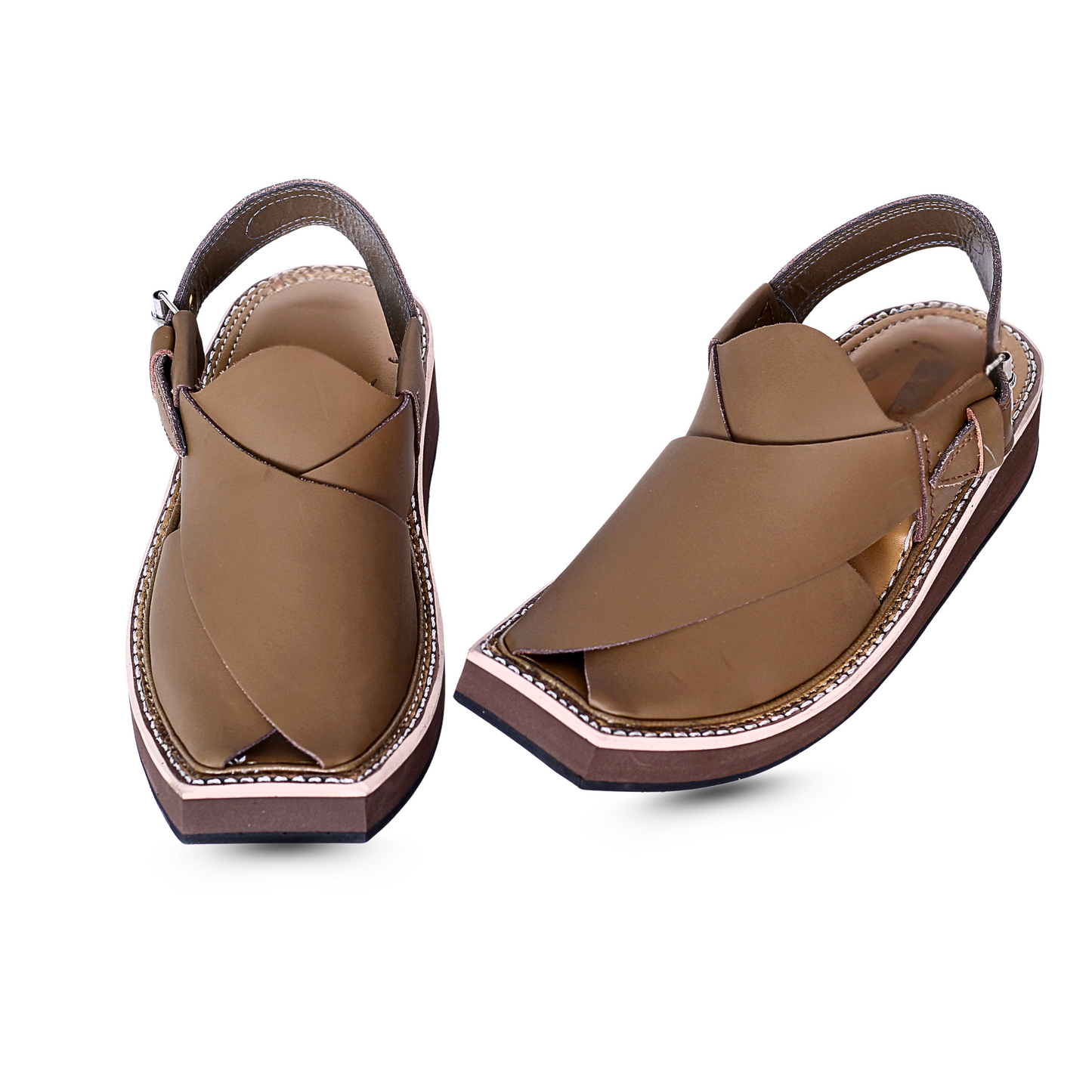 Premium Leather Kaptan Chappal - Beige Shade
