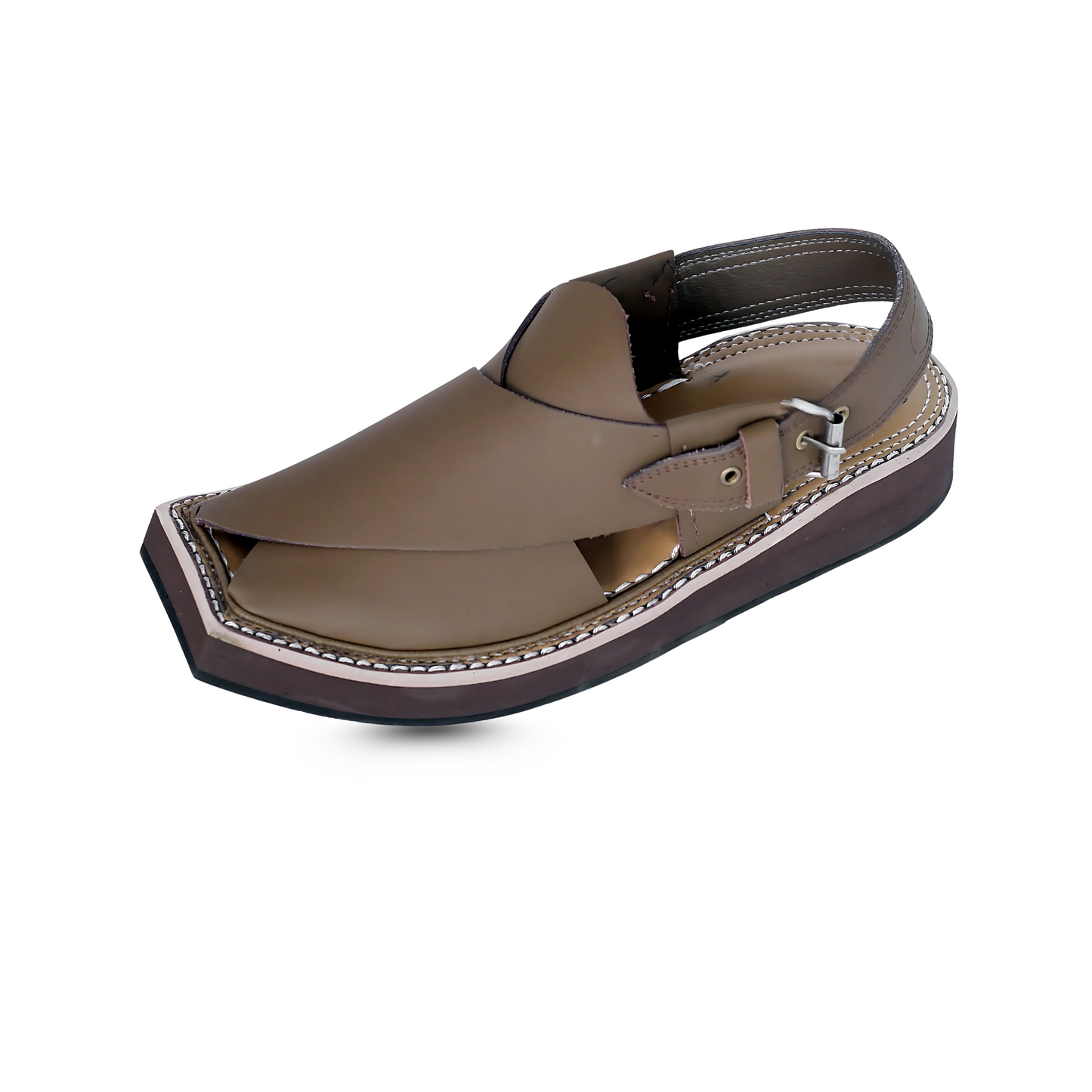 Premium Leather Kaptan Chappal - Beige Shade