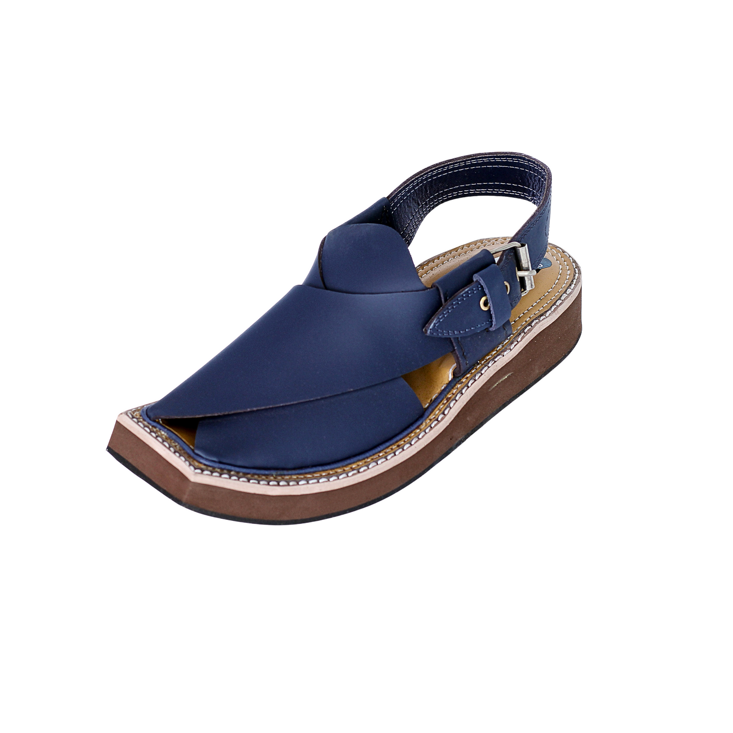 Premium Leather Kaptan Chappal - Blue Shade