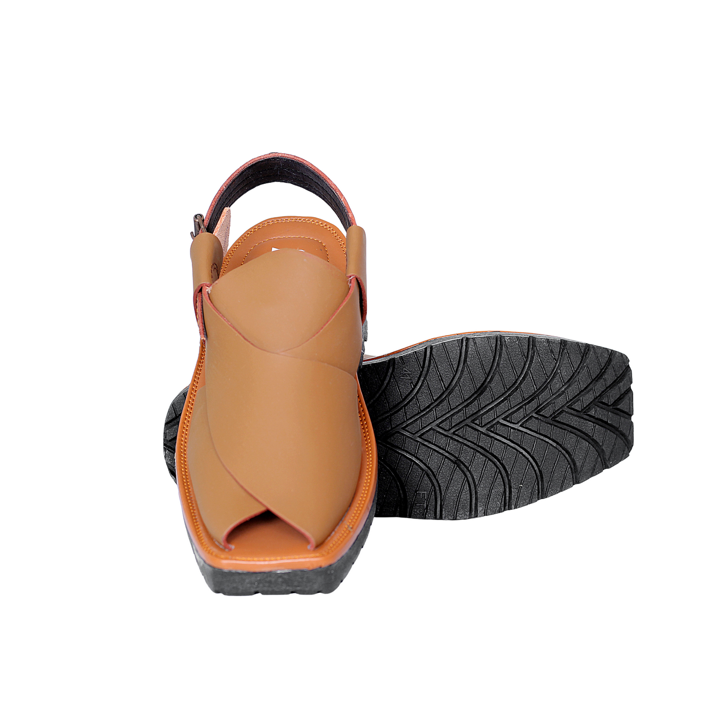 Premium Light Brown Kaptan Chappal - Tyre Sole