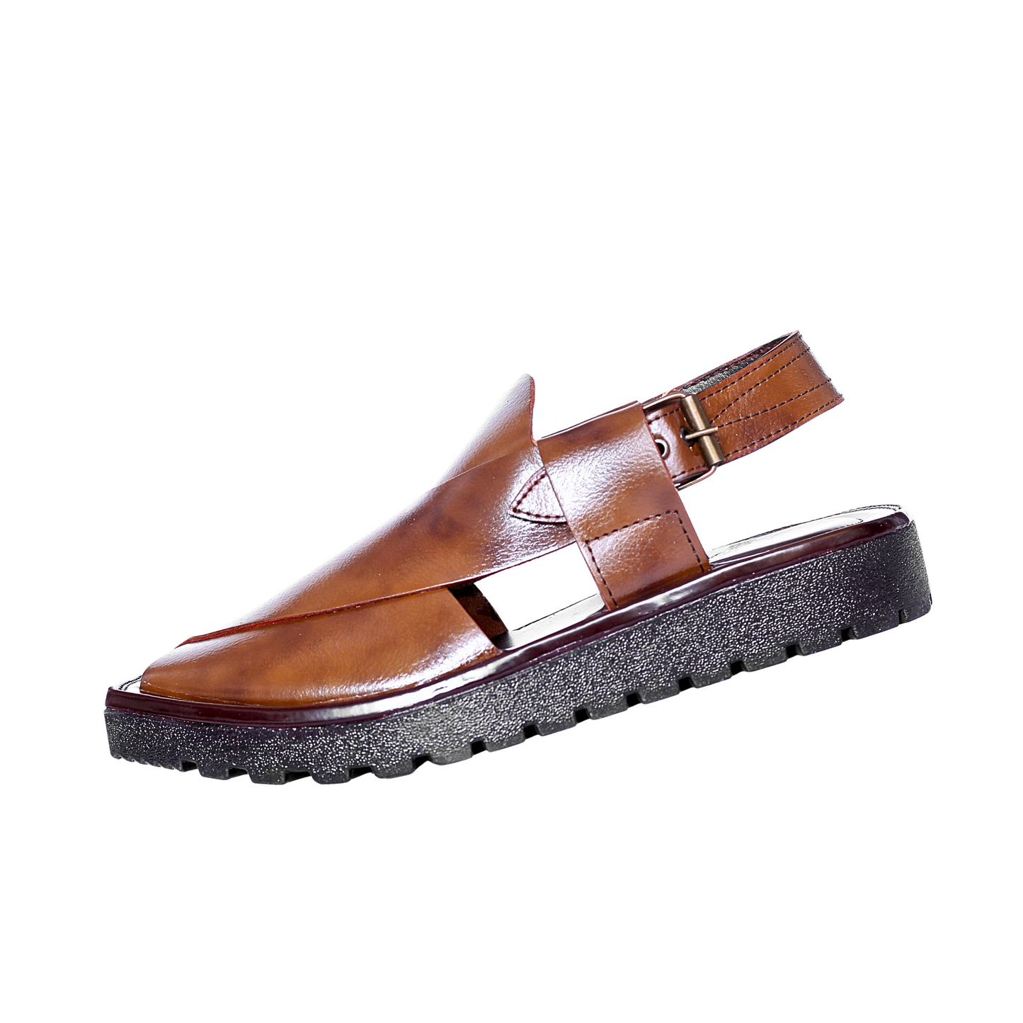 Premium Double Shade Brown Kaptan Chappal - Tyre Sole