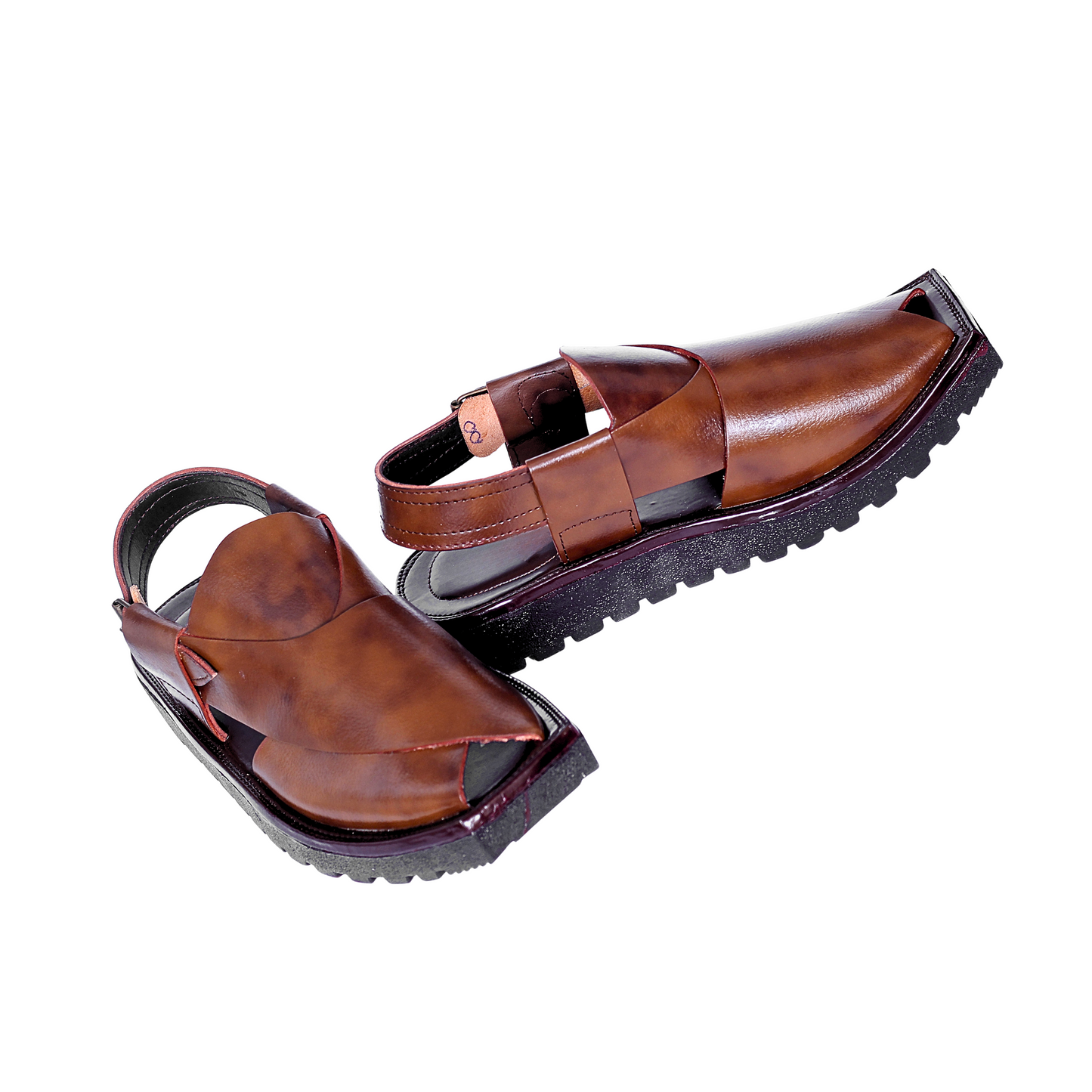 Premium Double Shade Brown Kaptan Chappal - Tyre Sole