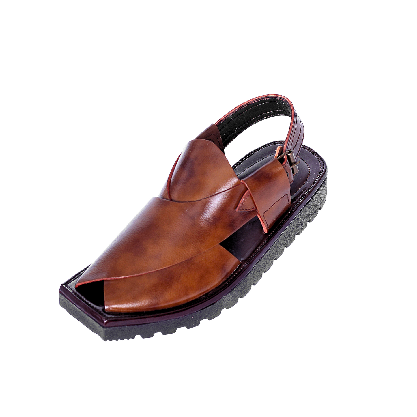 Premium Double Shade Brown Kaptan Chappal - Tyre Sole