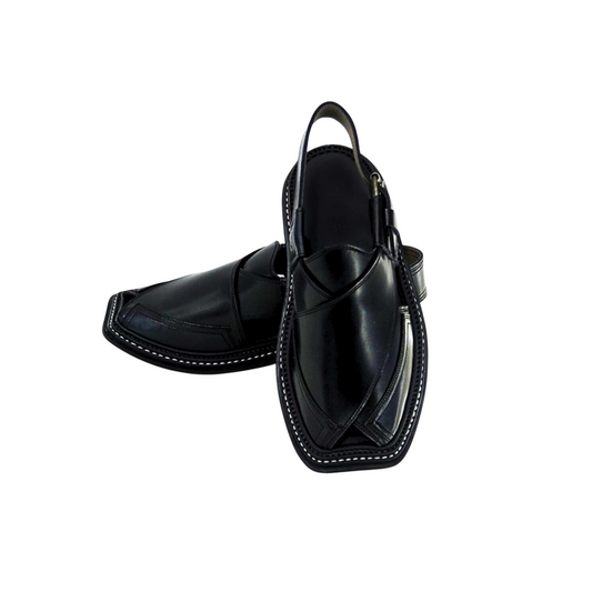 Peshawari Chappal Tripple Gear Black Color
