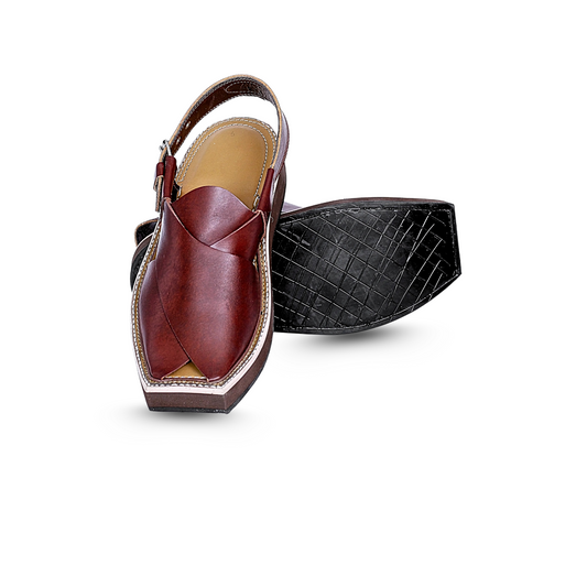 Premium Leather Kaptan Chappal - Brown Shade