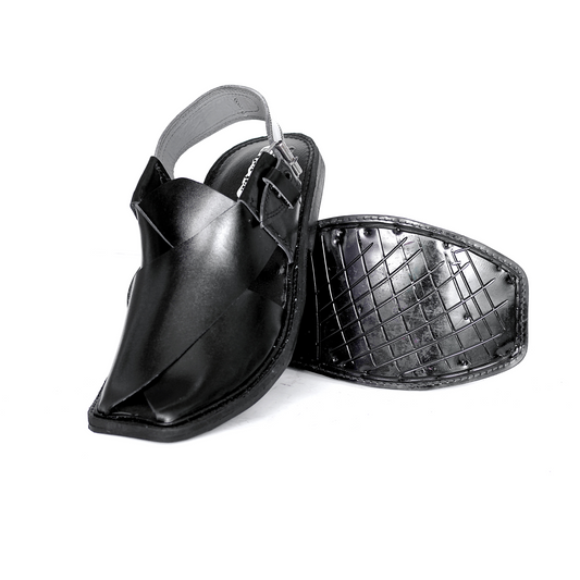Black Hand-Made Peshawari Chappal S20