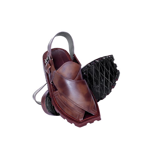 Premium Leather Peshawari Chappal - Jeep Sole - Double Shade