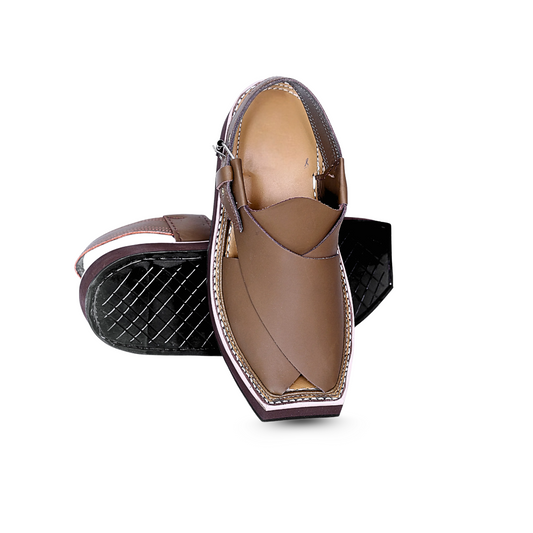 Premium Leather Kaptan Chappal - Beige Shade