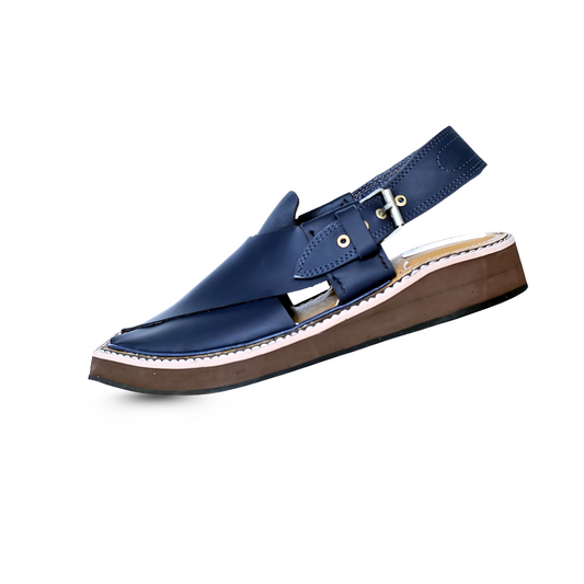 Premium Leather Kaptan Chappal - Blue Shade