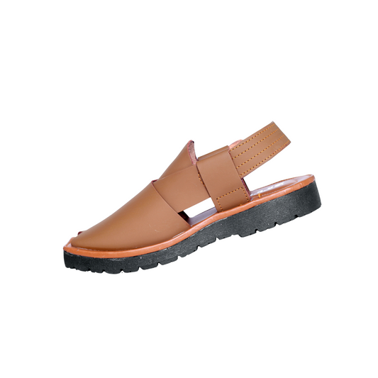 Premium Light Brown Kaptan Chappal - Tyre Sole