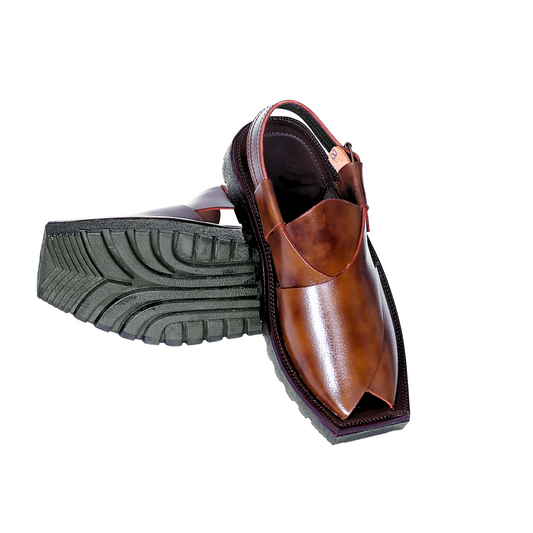 Premium Double Shade Brown Kaptan Chappal - Tyre Sole